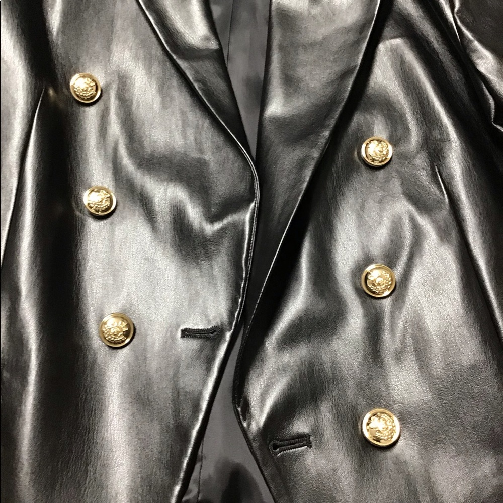 Zara new leather blazer black